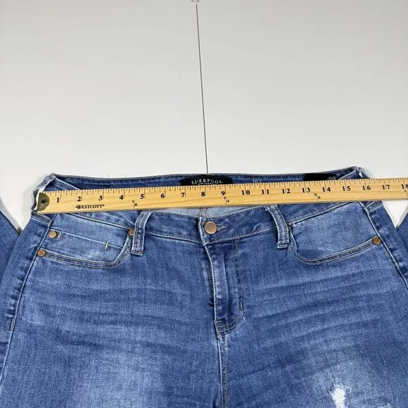 Liverpool Blue Distressed the Crop Boyfriend Women's Jeans Size 10 LM5066TT - Picture 8 of 11